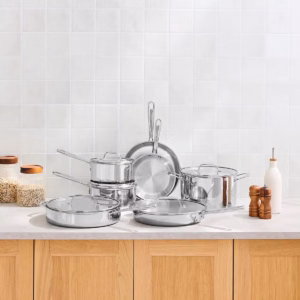 T-Fal Batería de Cocina de Acero Inoxidable Tri-Ply, 12 Piezas