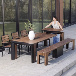 Transformer Table, Set de Comedor para Exterior Color Oscuro, Capacidad para 12 Personas